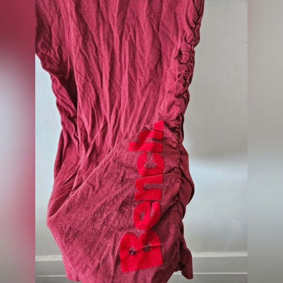 Bench Tee with Rutched Sides Logo Small US 6 Scrunched Heathered T-shirt Shirt S - Picture 2 of 5